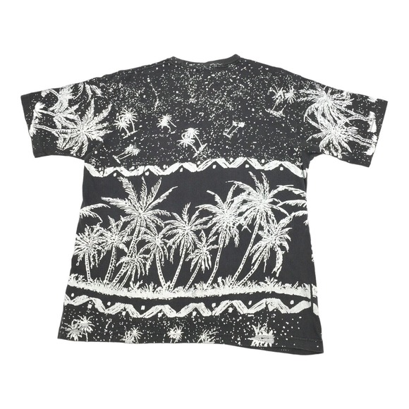 Vintage 1990s Laguna AOP Tropical Single Stitch T-Shirt Large Black White L - Picture 2 of 8
